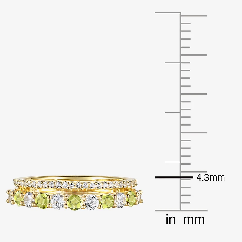Womens Lab Created Gemstone 14K Gold Over Silver Stackable Rings