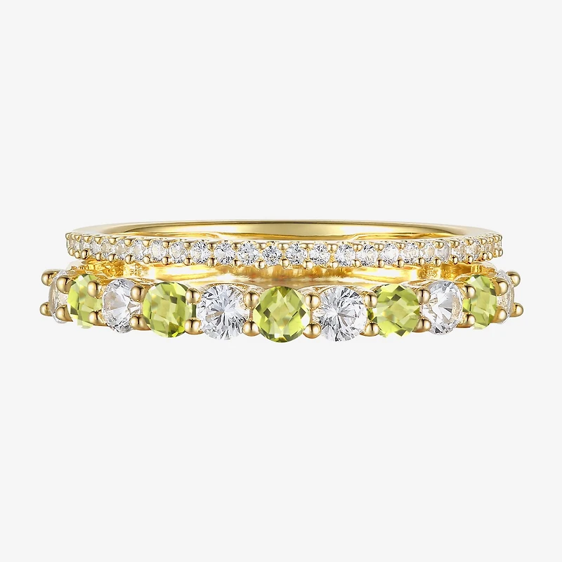 Womens Lab Created Gemstone 14K Gold Over Silver Stackable Rings