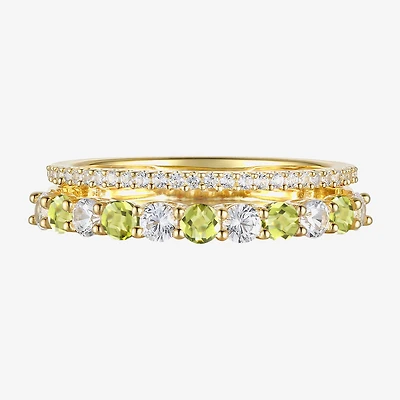 Womens Lab Created Gemstone 14K Gold Over Silver Stackable Rings