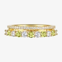 Womens Lab Created Gemstone 14K Gold Over Silver Stackable Rings