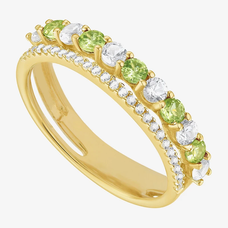 Womens Lab Created Gemstone 14K Gold Over Silver Stackable Rings