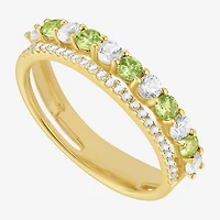 Womens Lab Created Gemstone 14K Gold Over Silver Stackable Rings