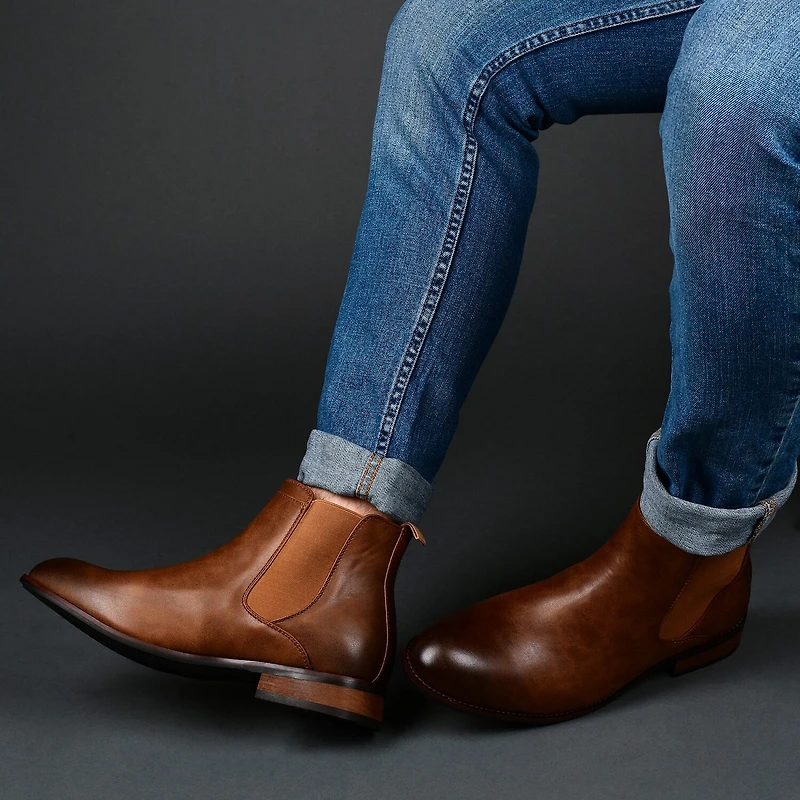 Vance Co Mens Landon Stacked Heel Chelsea Boots