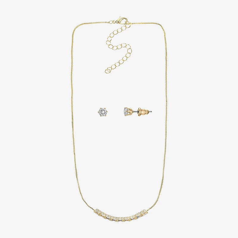 Sparkle Allure Womens Cubic Zirconia 14K Gold Over Brass 2-pc. Jewelry Set