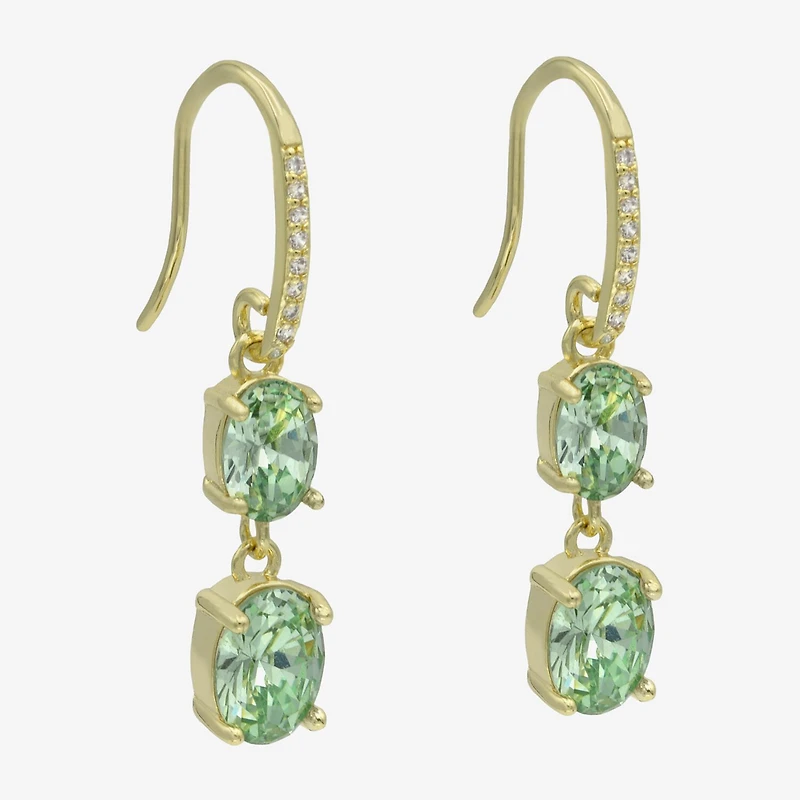 Sparkle Allure Womens Cubic Zirconia 14K Gold Over Brass Oval Drop Earrings