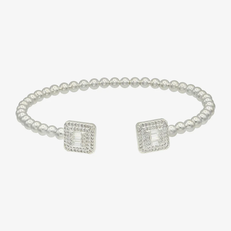 Sparkle Allure Womens Cubic Zirconia Pure Silver Over Brass Cuff Bracelet