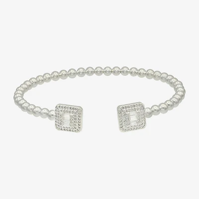 Sparkle Allure Womens Cubic Zirconia Pure Silver Over Brass Cuff Bracelet