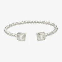 Sparkle Allure Womens Cubic Zirconia Pure Silver Over Brass Cuff Bracelet