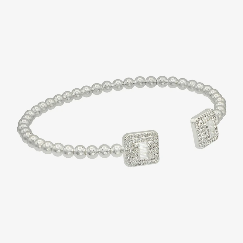 Sparkle Allure Womens Cubic Zirconia Pure Silver Over Brass Cuff Bracelet