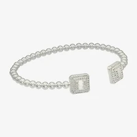 Sparkle Allure Womens Cubic Zirconia Pure Silver Over Brass Cuff Bracelet