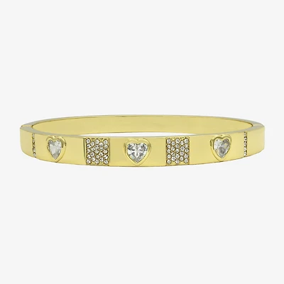 Sparkle Allure Womens Cubic Zirconia 14K Gold Over Brass Heart Bangle Bracelet