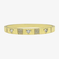 Sparkle Allure Womens Cubic Zirconia 14K Gold Over Brass Heart Bangle Bracelet