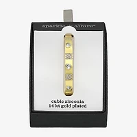 Sparkle Allure Womens Cubic Zirconia 14K Gold Over Brass Heart Bangle Bracelet