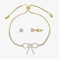 Sparkle Allure Womens Cubic Zirconia 14K Gold Over Brass Bow 11 Inch Tennis Bracelet