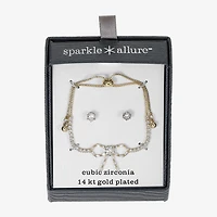 Sparkle Allure Womens Cubic Zirconia 14K Gold Over Brass Bow 11 Inch Tennis Bracelet