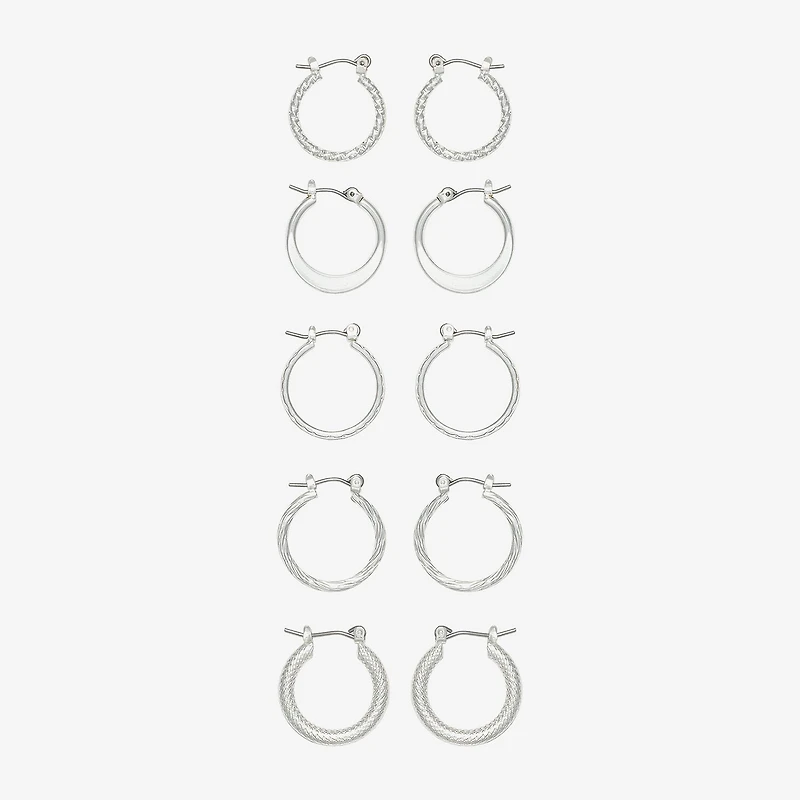 Mixit Womens Stainless Steel Hypoallergenic 5 Pair Earring Set