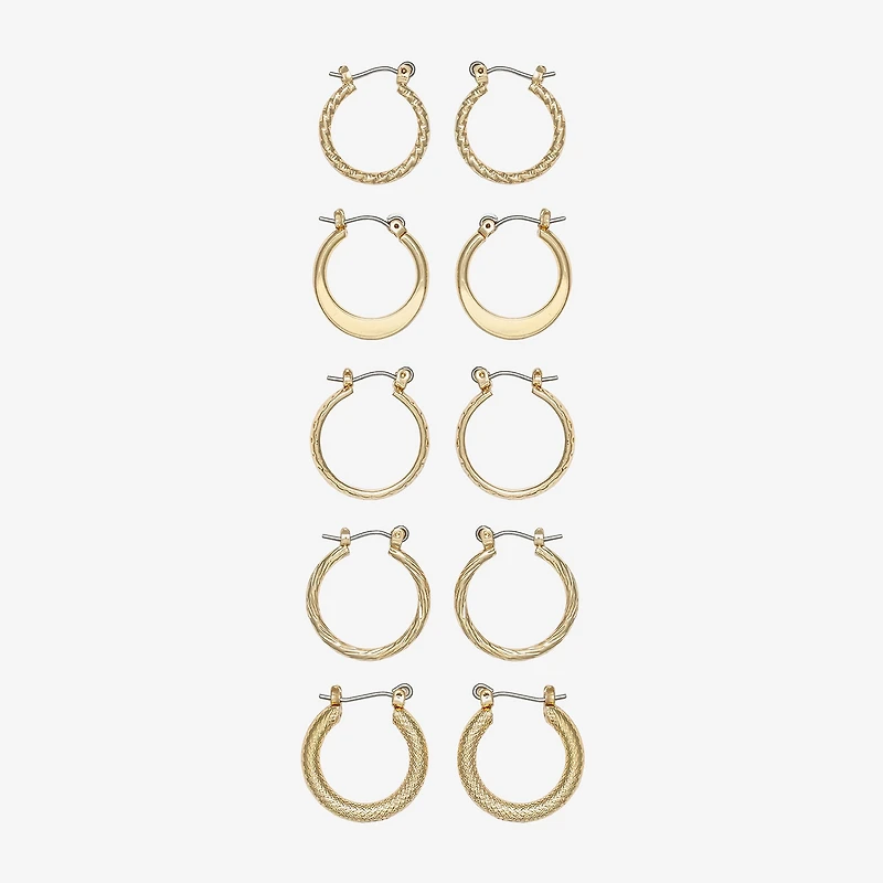 Mixit Womens Stainless Steel Hypoallergenic 5 Pair Earring Set
