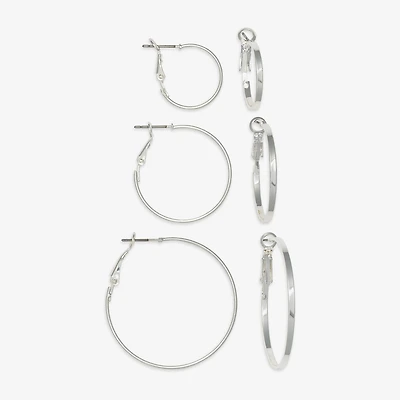 Mixit Womens Stainless Steel 3 Pair Earring Set
