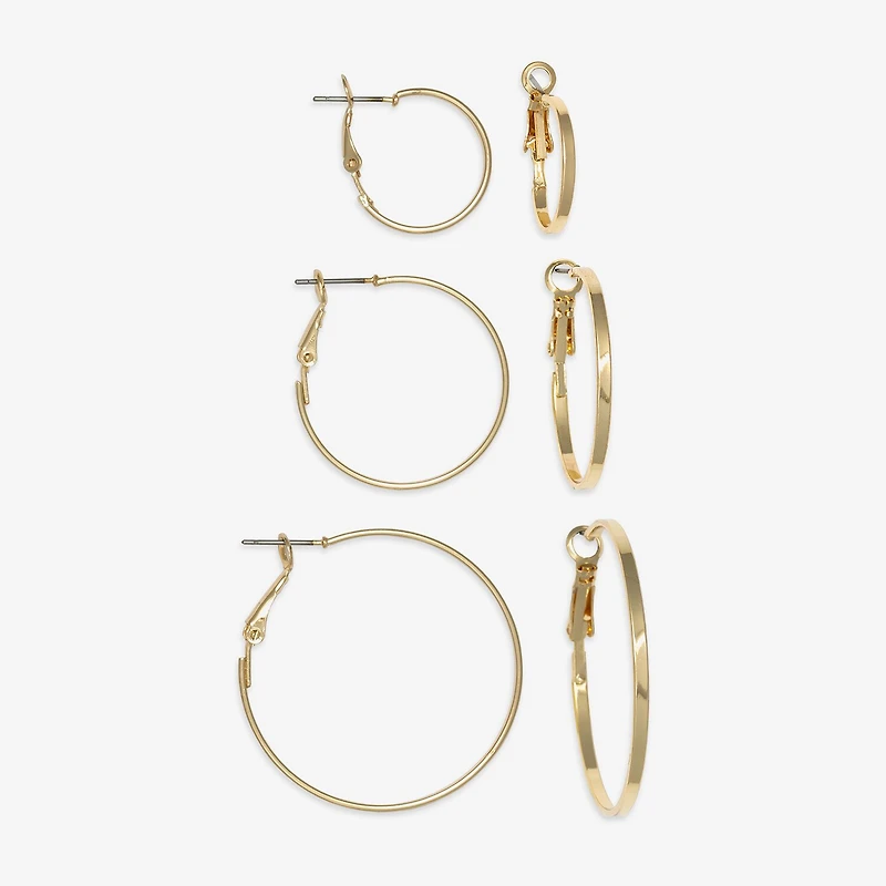 Mixit Womens Stainless Steel 3 Pair Earring Set