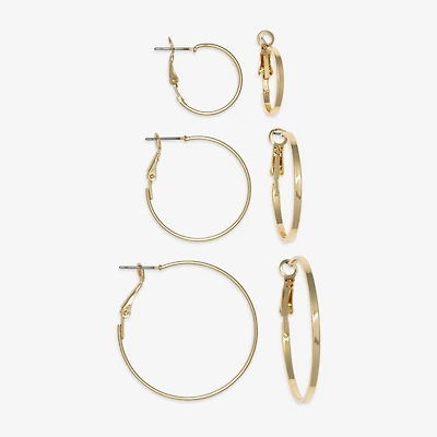 Mixit Womens Stainless Steel 3 Pair Earring Set