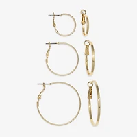 Mixit Womens Stainless Steel 3 Pair Earring Set