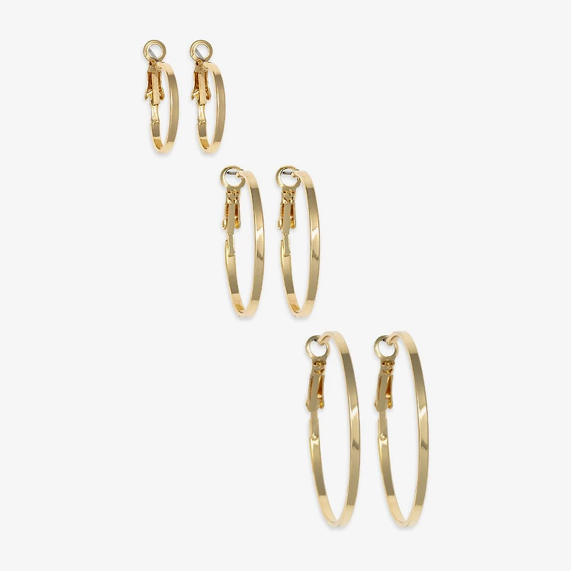 Mixit Womens Stainless Steel 3 Pair Earring Set