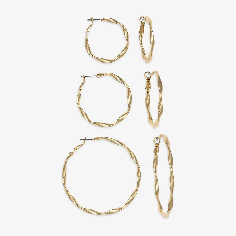 Mixit Womens Stainless Steel 3 Pair Earring Set