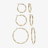 Mixit Womens Stainless Steel 3 Pair Earring Set