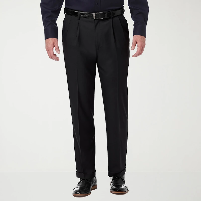Haggar Premium Comfort Mens Cuffed Classic Fit Dress Pleated Pant