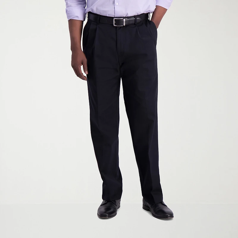 Haggar Iron Free Premium Khaki Mens Classic Fit Pleated Pant