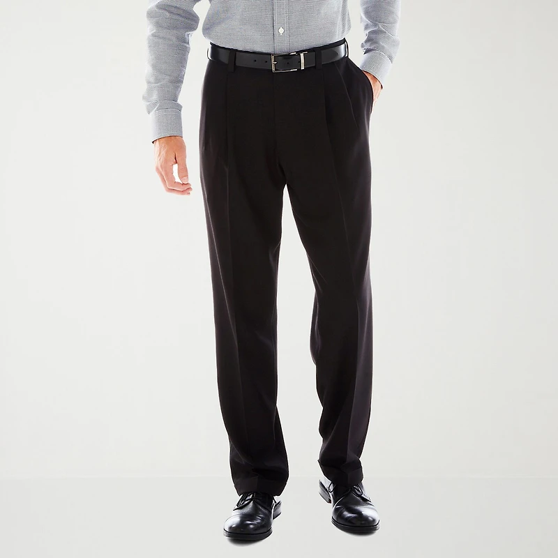 Haggar E-CLO Stria Mens Classic Fit Dress Pleated Pant