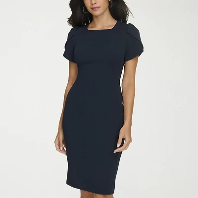 Marc New York Womens Square Neck Short Sleeve Sheath Dress