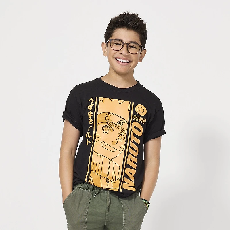 Little & Big Kid Boys Crew Neck Short Sleeve Regular Fit Naruto Graphic T-Shirt