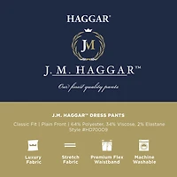 Haggar JMH Mens Comfort Waistband Straight Fit Dress Flat Front Pant