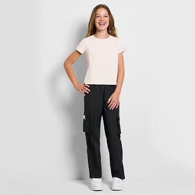 PUMA Big Kid Girls Mid Rise Wide Leg Active Cargo Pant