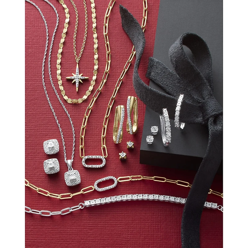 Yes, Please!, (G/I2) Womens 1/10 CT. T.W. Lab Grown White Diamond 14K Gold Over Silver 2 Pair Earring Set