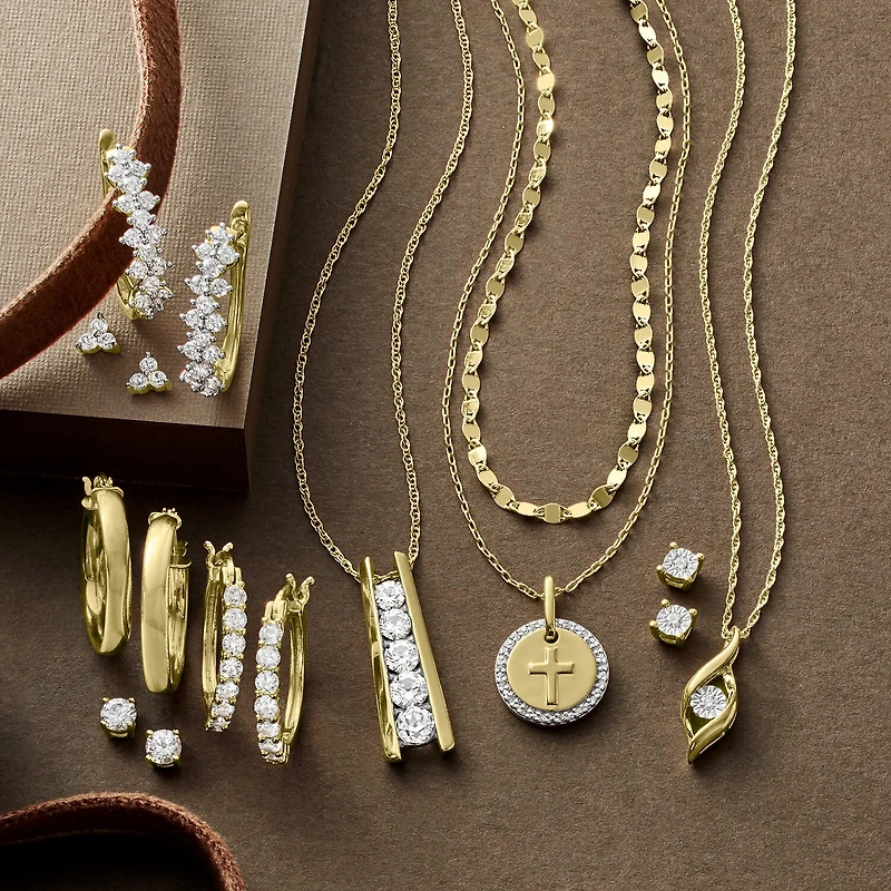 Yes, Please! Womens Lab Created White Sapphire 14K Gold Over Silver 2 Pair Jewelry Set