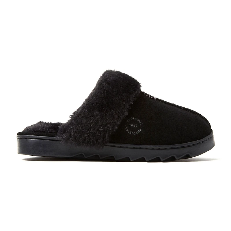 Dearfoams Helena Genuine Suede Scuff Womens Memory Foam Slip-On Slippers