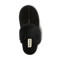 Dearfoams Helena Genuine Suede Scuff Womens Memory Foam Slip-On Slippers