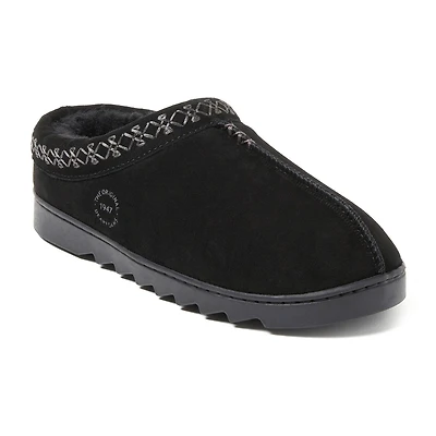 Dearfoams Doreen Genuine Suede Clog With Embroidery Womens Slip-On Slippers