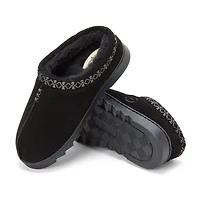 Dearfoams Doreen Genuine Suede Clog With Embroidery Womens Slip-On Slippers
