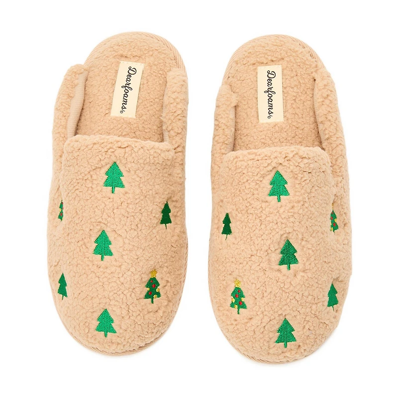 Dearfoams Teddy Heart Scuff Womens Slip-On Slippers