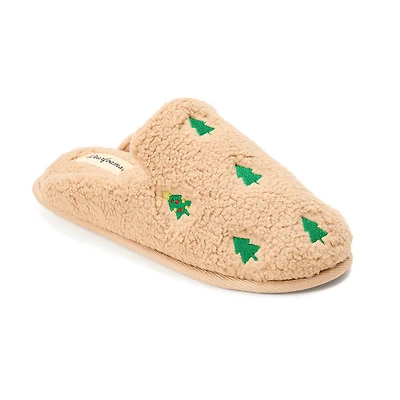 Dearfoams Teddy Heart Scuff Womens Slip-On Slippers