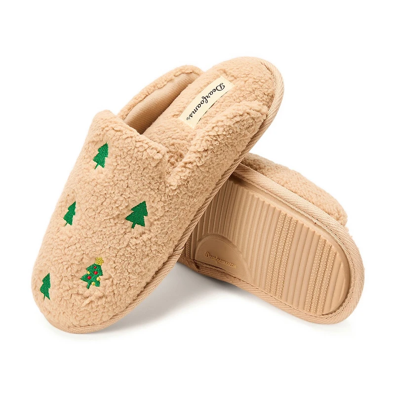 Dearfoams Teddy Heart Scuff Womens Slip-On Slippers
