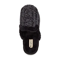 Dearfoams Paris Chenille Shaped Tab Scuff Womens Slip-On Slippers