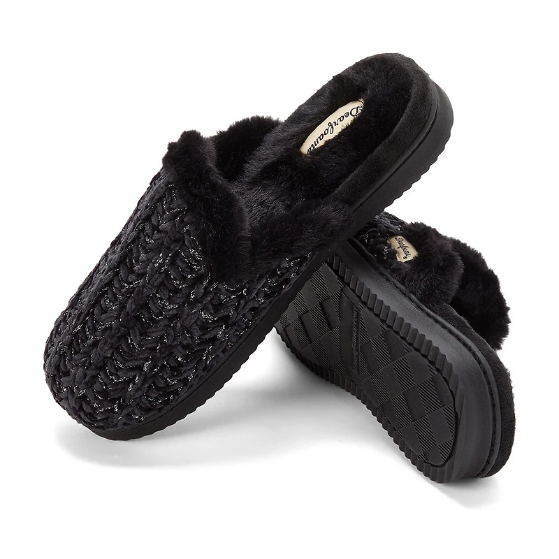 Dearfoams Paris Chenille Shaped Tab Scuff Womens Slip-On Slippers