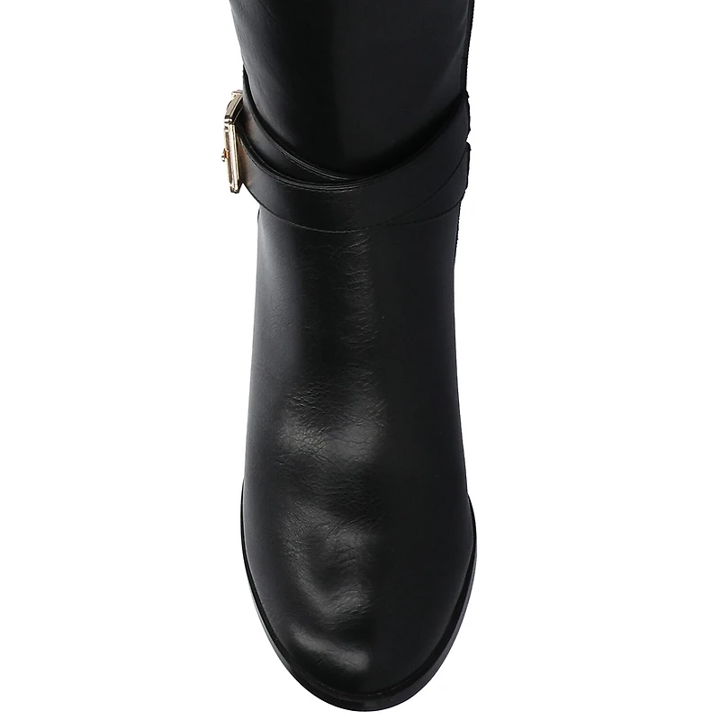 Journee Collection Womens Avalonn-Xwc Extra Wide Calf Stacked Heel Dress Boots
