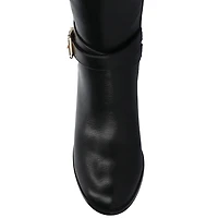 Journee Collection Womens Avalonn-Xwc Extra Wide Calf Stacked Heel Dress Boots