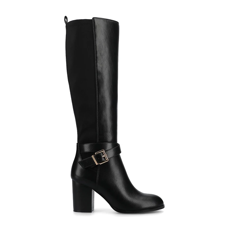 Journee Collection Womens Avalonn-Xwc Extra Wide Calf Stacked Heel Dress Boots