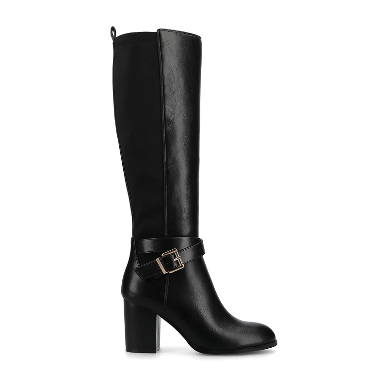Journee Collection Womens Avalonn-Wc Wide Calf Stacked Heel Dress Boots